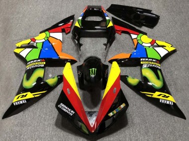 Buy 2002-2003 Yamaha YZF 1000 R1 Motorcycle Fairings - Glossy Black Red Yellow Green Movistar Semakin Didepan UK