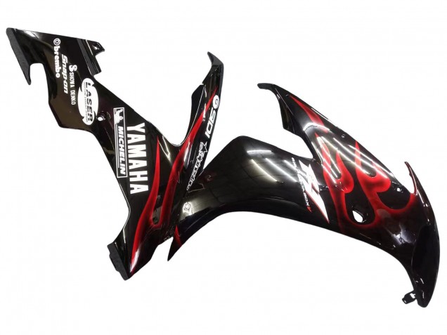 2004-2006 Yamaha YZF 1000 R1 Motorcycle Fairings - Glossy Black Red Flame UK