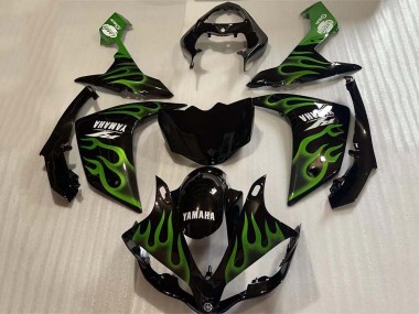 Buy 2004-2006 Yamaha YZF 1000 R1 Motorcycle Fairings - Glossy Black Green Flame White Decal UK