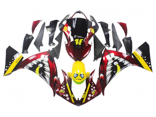 2009-2011 Yamaha YZF 1000 R1 Motorcycle Fairings - Red Yellow Black Shark 46 UK