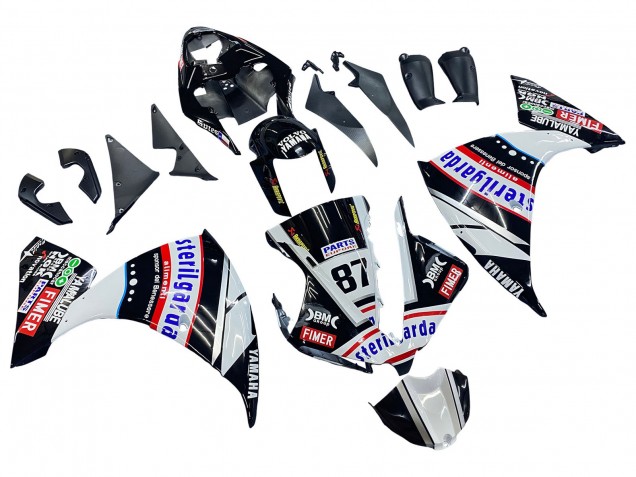 2012-2014 Yamaha YZF 1000 R1 Motorcycle Fairings - Glossy Black White Red Fimer Yamalube Sterilgarda 87 UK