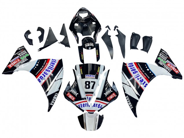 2012-2014 Yamaha YZF 1000 R1 Motorcycle Fairings - Glossy Black White Red Fimer Yamalube Sterilgarda 87 UK