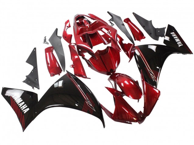 2012-2014 Yamaha YZF 1000 R1 Motorcycle Fairings - Red Glossy Black UK