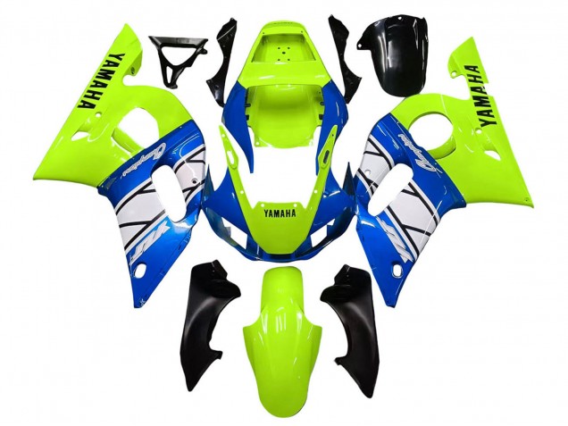 1998-2002 Yamaha YZF 600 R6 Motorcycle Fairings - Neon Green Blue White Champions UK