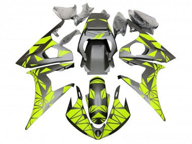 Buy 2006-2009 Yamaha YZF R6S Motorcycle Fairings - Neon Green Matte Black Geometric UK