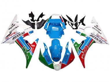 Buy 2005 Yamaha YZF 600 R6 Motorcycle Fairings - Light Blue White Green Red Kastinee Dunlop Motul UK