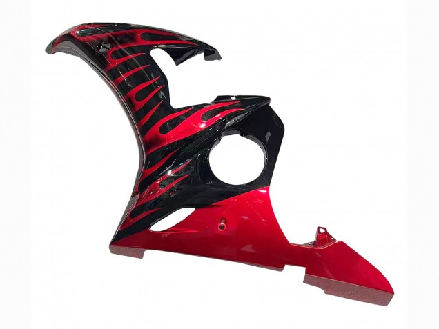 2005 Yamaha YZF 600 R6 Motorcycle Fairings - Black with Red Flame UK
