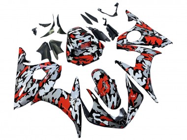 Buy 2005 Yamaha YZF 600 R6 Motorcycle Fairings - Black Red Grey Camouflage UK