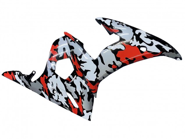 2005 Yamaha YZF 600 R6 Motorcycle Fairings - Black Red Grey Camouflage UK