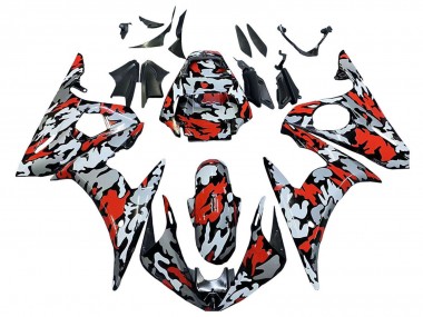 Buy 2005 Yamaha YZF 600 R6 Motorcycle Fairings - Black Red Grey Camouflage UK