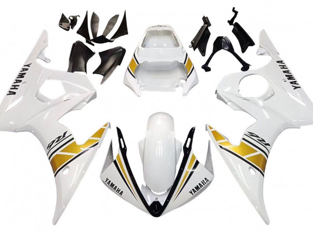 2005 Yamaha YZF 600 R6 Motorcycle Fairings - White Gold Black UK