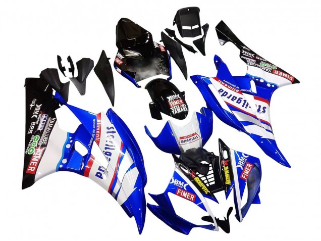 2006-2007 Yamaha YZF 600 R6 Motorcycle Fairings - White Blue Black Fimer Volvo Yamalube Sterilgarda UK
