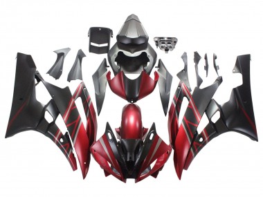 Buy 2006-2007 Yamaha YZF 600 R6 Motorcycle Fairings - Red Matte Black UK