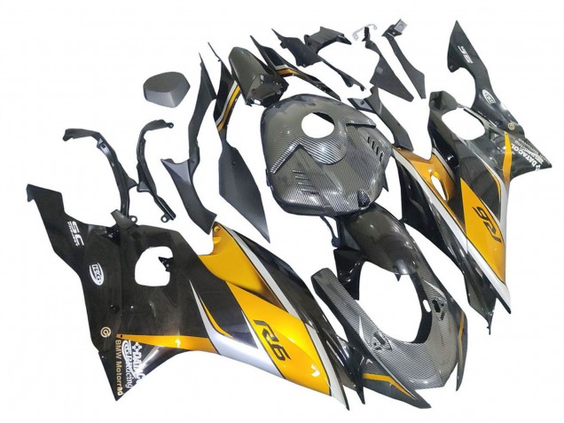 2017-2025 Yamaha YZF 600 R6 Motorcycle Fairings - Gold Black Carbon Fiber UK
