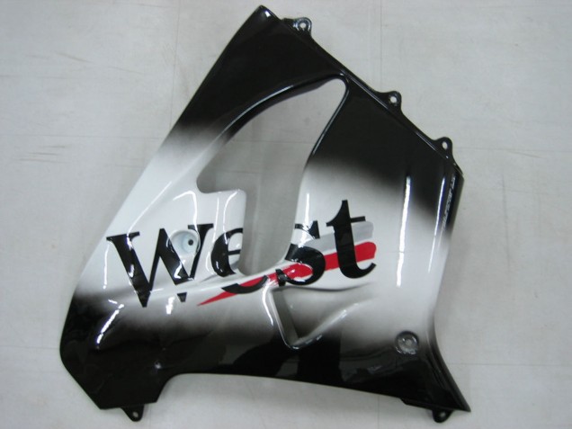 2000-2001 Kawasaki ZX9R Motorcycle Fairings - Glossy Black White West UK