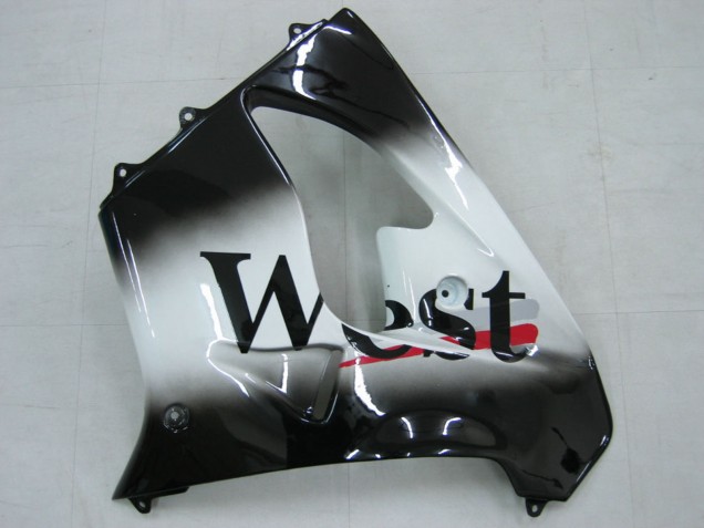 2000-2001 Kawasaki ZX9R Motorcycle Fairings - Glossy Black White West UK