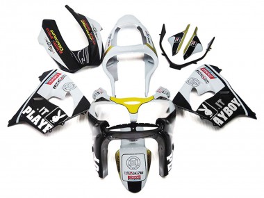 Buy 2000-2001 Kawasaki ZX9R Motorcycle Fairings - White Yellow Glossy Black Playboy UK