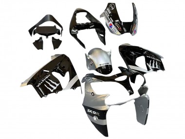 Buy 2002-2003 Kawasaki ZX9R Motorcycle Fairings - Silver Glossy Black Monster Elf UK