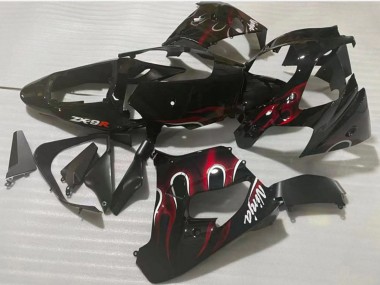 Buy 2002-2003 Kawasaki ZX9R Motorcycle Fairing - Glossy Black Red Flame UK