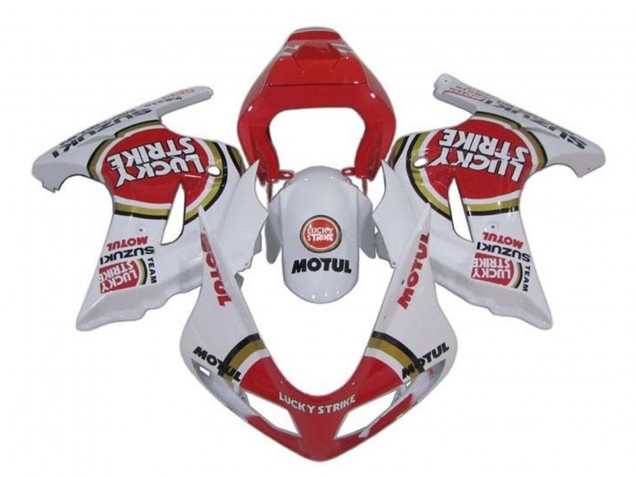 2003-2013 Suzuki SV650 Motorcycle Fairings - White Red Lucky Strike UK