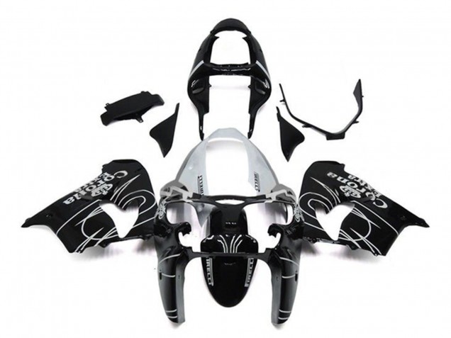 2002-2003 Kawasaki ZX9R Motorcycle Fairings - Glossy Black White Corona Extra UK