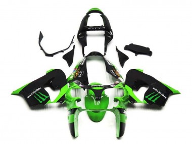 Buy 2002-2003 Kawasaki ZX9R Motorcycle Fairings - Green Black Monster UK