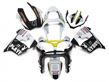Buy 2002-2003 Kawasaki ZX9R Motorcycle Fairings - White Black Yellow Playboy UK