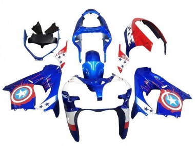 Buy 2002-2003 Kawasaki ZX9R Motorcycle Fairings - Blue White Red Captain America Star UK