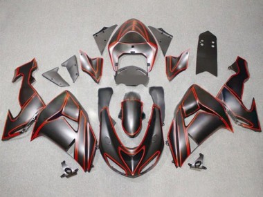 Buy 2006-2007 Kawasaki ZX10R Motorcycle Fairings - Matte Black Red Pinstripe UK