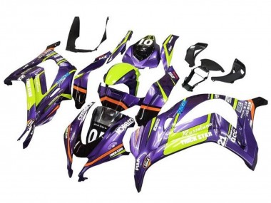 Buy 2016-2020 Kawasaki ZX10R Motorcycle Fairings - Purple Yellow Trick Star Kobelco UK