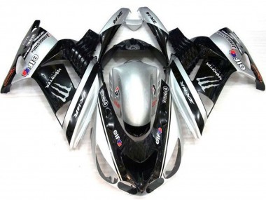 Buy 2006-2011 Kawasaki ZX14R ZZR1400 Motorcycle Fairings - Silver Black Elf Touch4 Monster Bridgestone UK