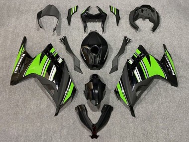 Buy 2013-2017 Kawasaki EX300 Motorcycle Fairings - Glossy Black Green White Stripe UK