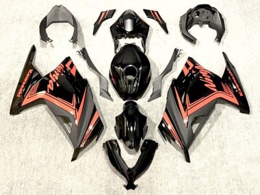 Buy 2013-2017 Kawasaki EX300 Motorcycle Fairings - Glossy Black Orange UK