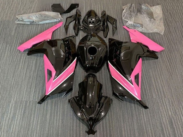 2013-2017 Kawasaki EX300 Motorcycle Fairings - Glossy Black Pink White Stripe UK