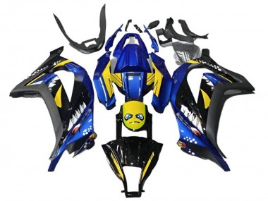 Buy 2013-2017 Kawasaki EX300 Motorcycle Fairings - Blue Yellow Black Shark UK