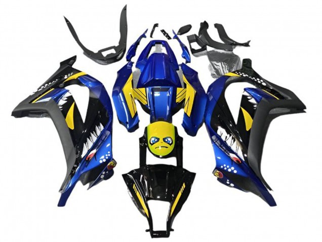 2013-2017 Kawasaki EX300 Motorcycle Fairings - Blue Yellow Black Shark UK