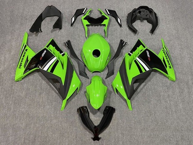 2013-2017 Kawasaki EX300 Motorcycle Fairing - Green White Black Stripe UK