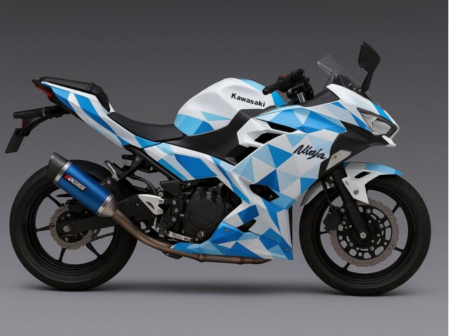 2024-2026 Kawasaki Ninja 500 EX500R Motorcycle Fairings - White Blue Geometric UK