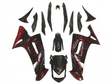 Buy 2006-2008 Kawasaki Ninja 650 EX650 Motorcycle Fairings - Glossy Black Red Flame UK