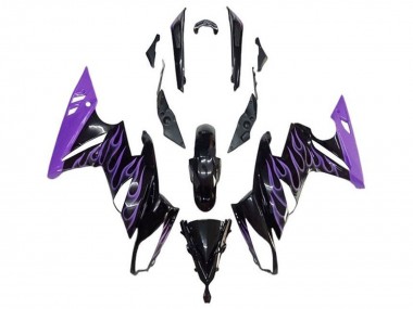 Buy 2009-2011 Kawasaki Ninja 650 EX650 Motorcycle Fairings - Glossy Black Purple Flame UK