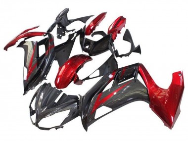 Buy 2012-2016 Kawasaki Ninja 650 EX650 Motorcycle Fairings - Red Black Faux Carbon Fiber UK