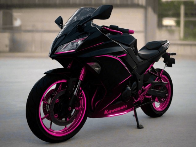 2017-2019 Kawasaki Ninja 650 EX650 Motorcycle Fairings - Glossy Black Pink Stripe UK