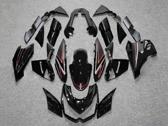 2010-2013 Kawasaki Z1000 Motorcycle Fairings - Glossy Black Red Stripe UK