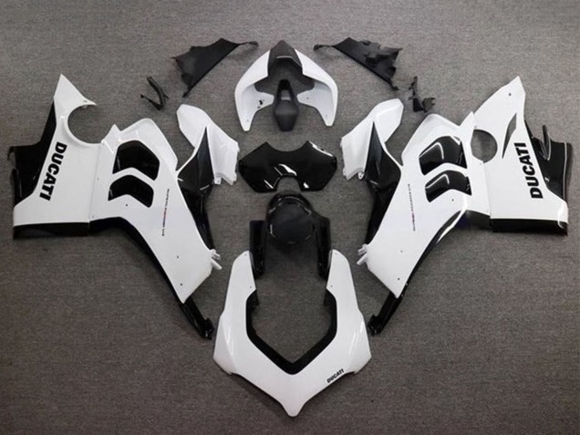 2020-2021 Ducati Panigale V4 V4S Motorcycle Fairings - Glossy White Glossy Black UK