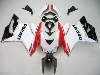 Buy 2011-2014 Ducati Panigale 1199 Motorcycle Fairings - White Red Glossy Black Stripe UK