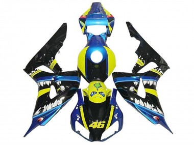 Buy 2006-2007 Honda CBR1000RR Motorcycle Fairings - Blue Yellow Glossy Black Shark 46 UK