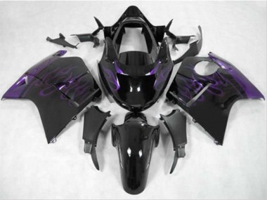 Buy 1996-2007 Honda CBR1100XX Blackbird Motorcycle Fairing - Glossy Black Purple Flame UK