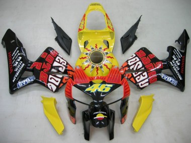 Buy 2005-2006 Honda CBR600RR Motorcycle Fairings - Black Yellow Rossi UK