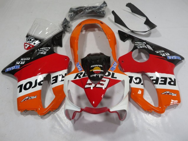 2004-2007 Honda CBR600 F4i Motorcycle Fairings - Orange White Red Glossy Black Repsol 93 UK