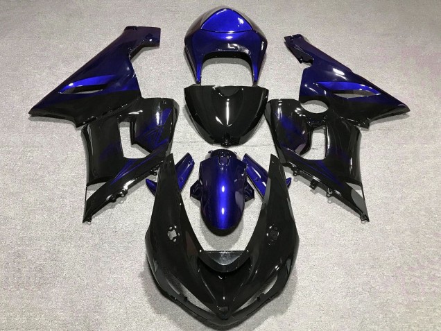 2005-2006 Kawasaki ZX6R Motorcycle Fairing - Blue Glossy Black UK